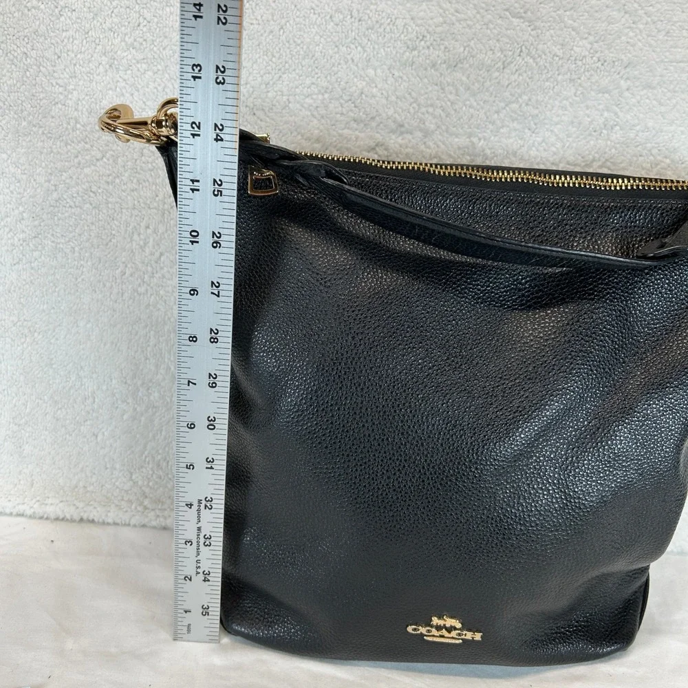 Coach Abbey Duffle Black Pebbled Leather Shoulder Crossbody Bag F31507 Gold Logo